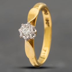 Second Hand Vintage Yellow Gold Brilliant Cut Diamond Solitaire Ring 41382196