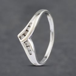 Second Hand 9ct White Gold Brilliant Cut Diamond Half Wishbone Ring 41382363