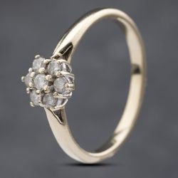 Second Hand 9ct Yellow Gold 0.25ct Brilliant Cut Diamond Cluster Ring 41382572