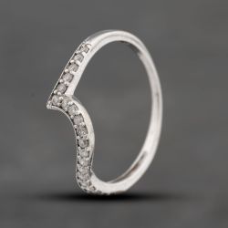 Second Hand 9ct White Gold Brilliant Cut Diamond 2mm Shaped Wedding Ring 41382658