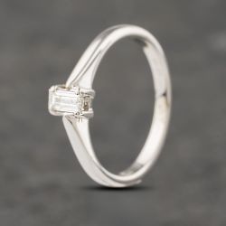 Second Hand 18ct White Gold 0.24ct Emerald Cut ` Diamond Solitaire Ring 41382792
