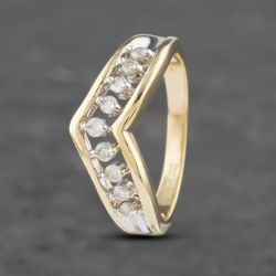 Second Hand 9ct Yellow Gold 0.25ct Brilliant Cut Diamond Nine Stone Half Wishbone Ring 41382820