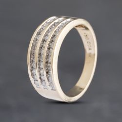 Second Hand 9ct Yellow Gold 0.50ct Brilliant Cut Diamond Three Row Ring 41382900