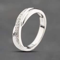 Second Hand 9ct White Gold 0.05ct Brilliant Cut Diamond Crossover Ring 41383027