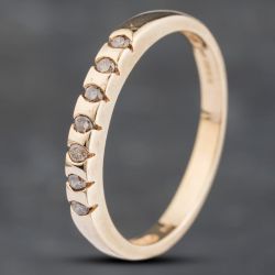 Second Hand 9ct Yellow Gold 0.14ct Brilliant Cut Diamond Tension Set Half Eternity Ring 41383099