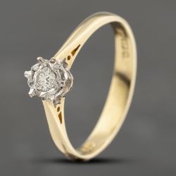 Second Hand 18ct Yellow Gold 0.10ct Brilliant Cut Diamond Solitaire Ring 41383125