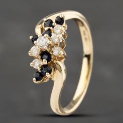 Second Hand 14ct Yellow Gold Sapphire & Diamond Dress Ring 41383158