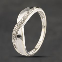 Second Hand 9ct White Gold 0.05ct Diamond Crossover Ring 41383248