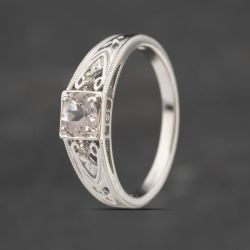 Second Hand 9ct White Gold Amethyst & Diamond Dress Ring 41383308