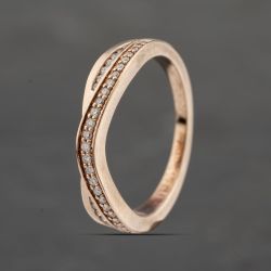 Second Hand 9ct Rose Gold 0.20ct Brilliant Cut Diamond Shaped Two Row Ring 41383373