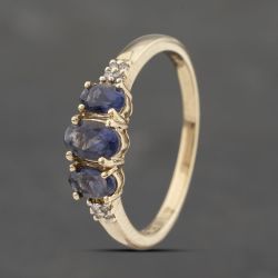 Second Hand 9ct Yellow Gold Tanzanite & Diamond Dress Ring 41383406
