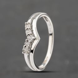 Second Hand 9ct White Gold 0.05ct Diamond Half Wishbone Ring 41383413