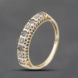 Second Hand 9ct Yellow Gold Lolite & 0.02ct Diamond Half Eternity Ring 41383414