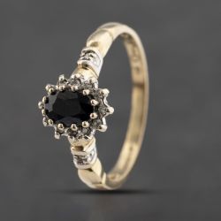 Second Hand 9ct Yellow Gold Sapphire & Diamond Cluster Ring 41383466