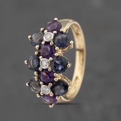 Second Hand 9ct Yellow Gold Multi Stone Dress Ring 41383479