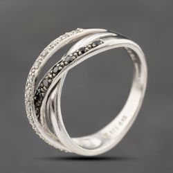 Second Hand 9ct White Gold 0.15ct Brilliant Cut Multi-Coloured Diamond Crossover Ring 41383527