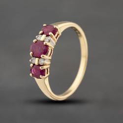 Second Hand 9ct Yellow Gold Ruby & 0.08ct Brilliant Cut Diamond Seven Stone Ring 41383533