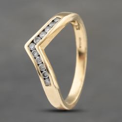 Second Hand 9ct Yellow Gold 0.15ct Brilliant Cut Diamond Wishbone Ring 41383561