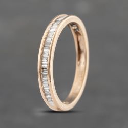 Second Hand 9ct Rose Gold 0.25ct Baguette Cut Diamond Channel Set Half Eternity Ring 41383581