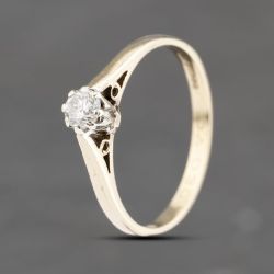 Second Hand 9ct Yellow Gold 0.17ct Brilliant Cut Diamond Solitaire Ring 41383585
