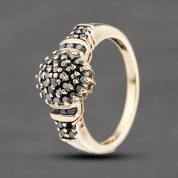 Second Hand 9ct Yellow Gold 0.25ct Black Diamond Diamond Cluster Ring 41383586