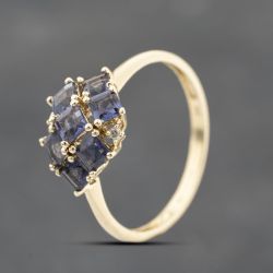 Second Hand 9ct Yellow Gold Tanzanite & 0.02ct Diamond Dress Ring 41383671
