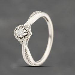 Second Hand 9ct White Gold 0.12ct Brilliant Cut Diamond Pear Shape Cluster Ring 41383690