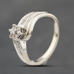 Second Hand 9ct White Gold 0.08ct Diamond Shoulder Set Solitaire Ring 41383835