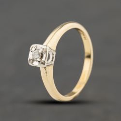 Second Hand 9ct Yellow Gold 0.07ct Brilliant Cut Diamond Solitaire Ring 41383857