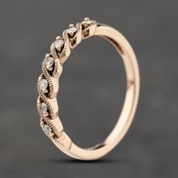 Second Hand 9ct Yellow Gold 0.10ct Brilliant Cut Diamond Half Eternity Ring 41383870