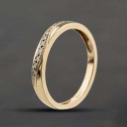 Second Hand 9ct Yellow Gold 0.08ct Brilliant Cut Diamond Half Eternity Ring 41383878