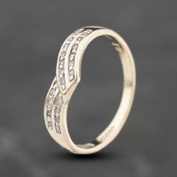 Second Hand 9ct Yellow Gold 0.10ct Diamond Wishbone Ring 41383882