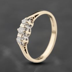 Second Hand 9ct Yellow Gold 0.25ct Brilliant Cut Diamond Three Stone Ring 41383884