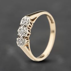 Second Hand 9ct Yellow Gold Brilliant Cut Diamond Three Stone Ring 41383888