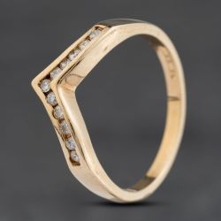 Second Hand 9ct Yellow Gold 0.20ct Brilliant Cut Diamond Wishbone Ring 41383931
