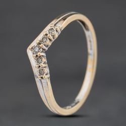 Second Hand 9ct Two Colour Gold 0.05ct Brilliant Cut Diamond Wishbone Ring 41383932