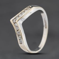 Second Hand 9ct White Gold 0.20ct Brilliant Cut Diamond Wishbone Ring 41383933