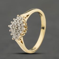 Second Hand 9ct Yellow Gold 0.25ct Diamond Marquise Shape Cluster Ring 41383961