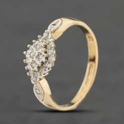 Second Hand 9ct Yellow Gold 0.20ct Diamond Marquise Shape Cluster Ring 41383963