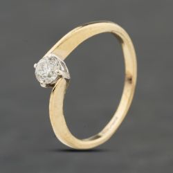 Second Hand 9ct Yellow Gold 0.25ct Brilliant Cut Diamond Four Claw Twist Solitaire Ring 41383989