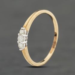 Second Hand 9ct Yellow Gold Brilliant Cut Diamond Three Stone Ring 41383996