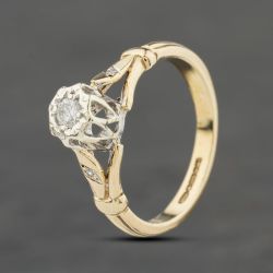 Second Hand 9ct Yellow Gold 0.08ct Brilliant Cut Diamond Solitaire Ring 41383998