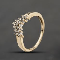 Second Hand 9ct Yellow Gold 0.25ct Diamond Two Row Wishbone Ring 41384027