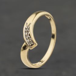 Second Hand 9ct Yellow Gold 0.02ct Diamond Half Wishbone Ring 41384074