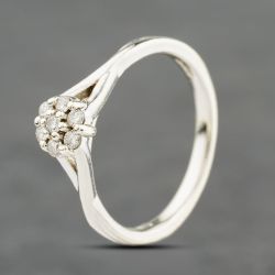 Second Hand 9ct White Gold 0.15ct Brilliant Cut Diamond Round Cluster Ring 41384093