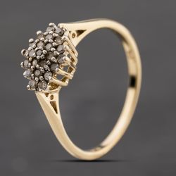 Second Hand 9ct Yellow Gold 0.25ct Diamond Boat Shaped Cluster Ring 41384289