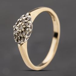 Second Hand 9ct Yellow Gold 0.17ct Diamond Boat Shaped Cluster Ring 41384290