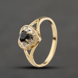 Second Hand 9ct Yellow Gold Sapphire & 0.01ct Diamond Heart Cluster Ring 41384403