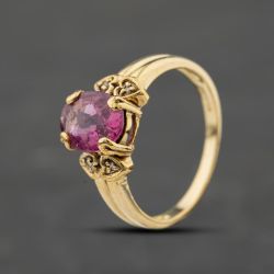 Second Hand 9ct Yellow Gold Tourmaline & 0.02ct Diamond Dress Ring 41384421