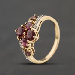 Second Hand 9ct Yellow Gold Tourmaline & Diamond Dress Ring 41384436